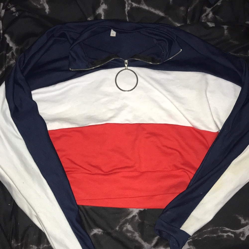 striped cropped sweatshirt